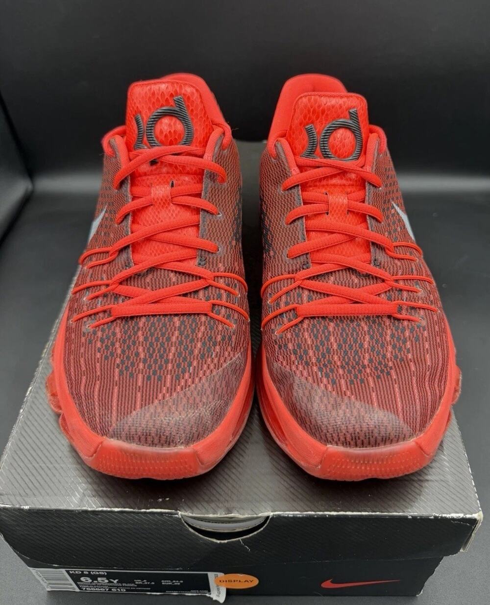 Nike KD 8 VIII Athletic Shoes Crimson/Black/Grey (768867-610) Youth size 6.5Y
